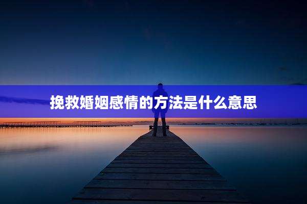 挽救婚姻感情的方法是什么意思