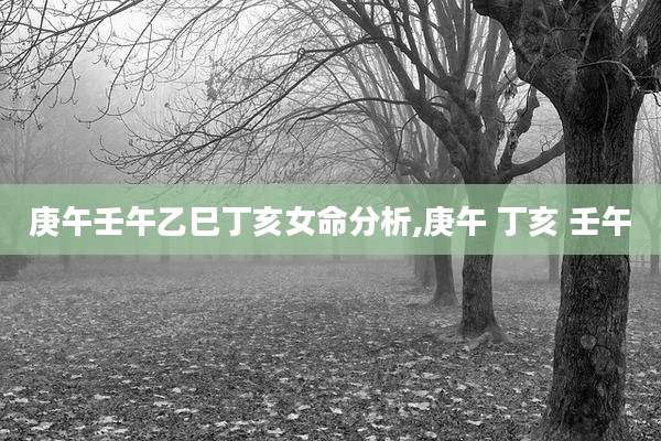 庚午壬午乙巳丁亥女命分析,庚午 丁亥 壬午