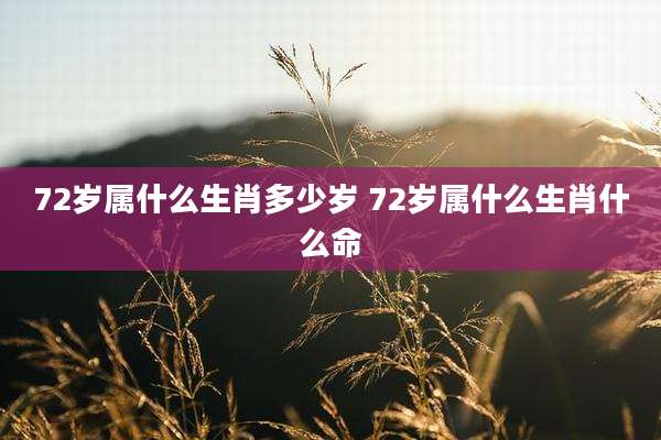 72岁属什么生肖多少岁 72岁属什么生肖什么命