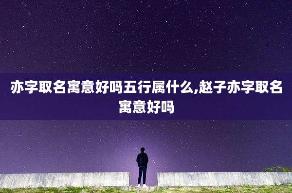 亦字取名寓意好吗五行属什么,赵子亦字取名寓意好吗