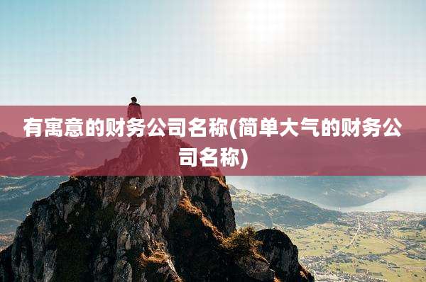 有寓意的财务公司名称(简单大气的财务公司名称)