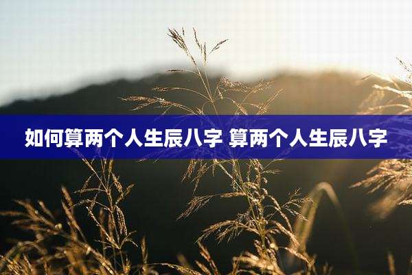 如何算两个人生辰八字 算两个人生辰八字