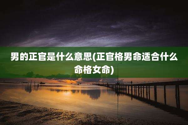 男的正官是什么意思(正官格男命适合什么命格女命)