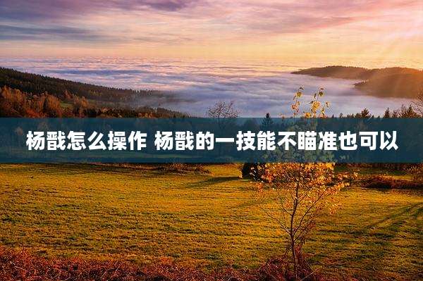 杨戬怎么操作 杨戬的一技能不瞄准也可以