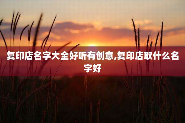 复印店名字大全好听有创意,复印店取什么名字好