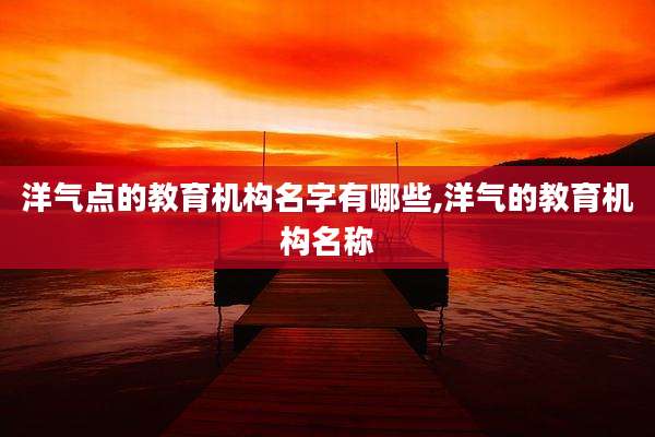 洋气点的教育机构名字有哪些,洋气的教育机构名称
