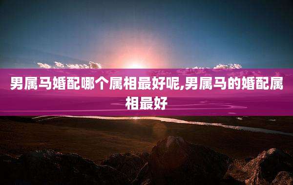 男属马婚配哪个属相最好呢,男属马的婚配属相最好