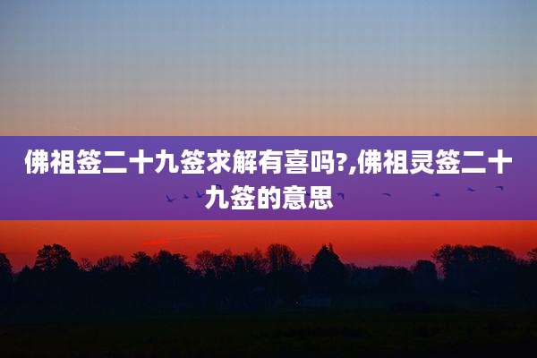 佛祖签二十九签求解有喜吗?,佛祖灵签二十九签的意思