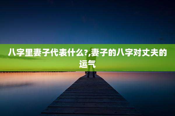 八字里妻子代表什么?,妻子的八字对丈夫的运气