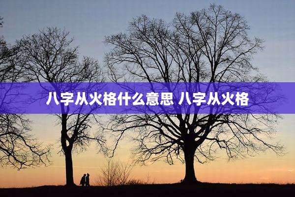 八字从火格什么意思 八字从火格