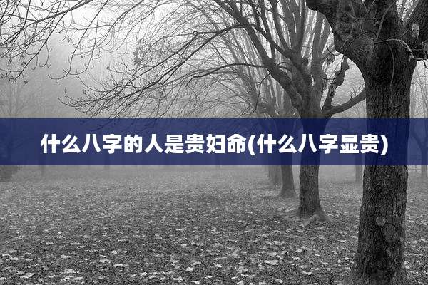 什么八字的人是贵妇命(什么八字显贵)