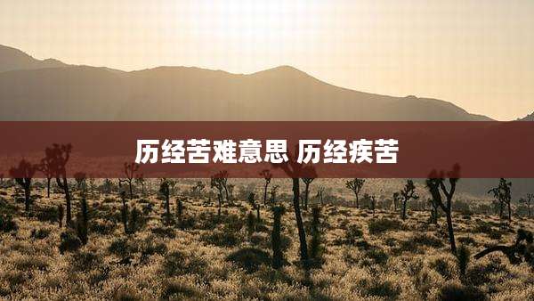 历经苦难意思 历经疾苦
