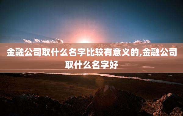 金融公司取什么名字比较有意义的,金融公司取什么名字好