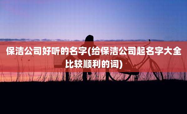 保洁公司好听的名字(给保洁公司起名字大全比较顺利的词)