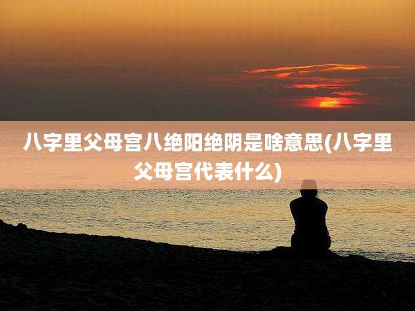 八字里父母宫八绝阳绝阴是啥意思(八字里父母宫代表什么)