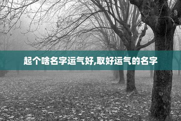 起个啥名字运气好,取好运气的名字