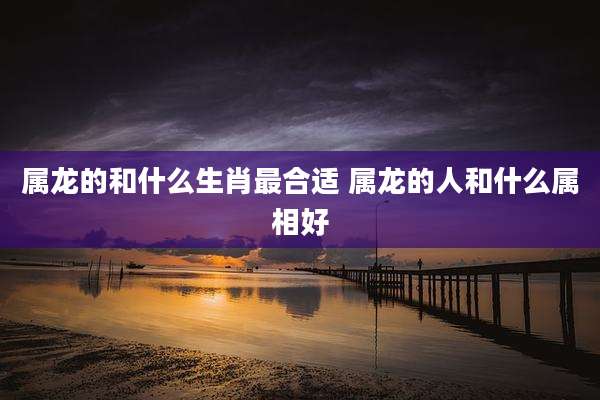 属龙的和什么生肖最合适 属龙的人和什么属相好