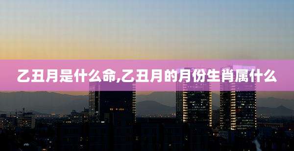 乙丑月是什么命,乙丑月的月份生肖属什么