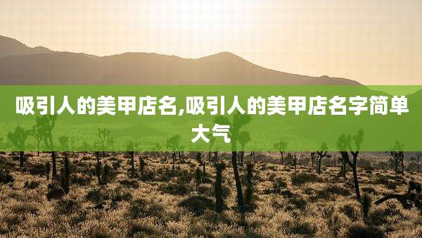 吸引人的美甲店名,吸引人的美甲店名字简单大气