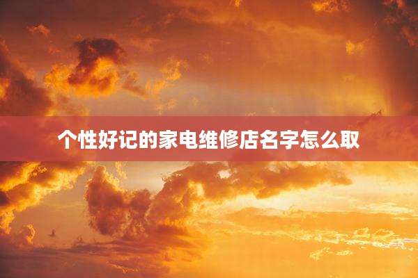 个性好记的家电维修店名字怎么取