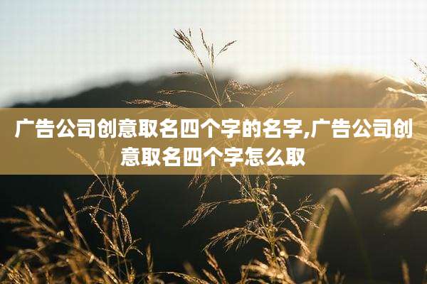 广告公司创意取名四个字的名字,广告公司创意取名四个字怎么取
