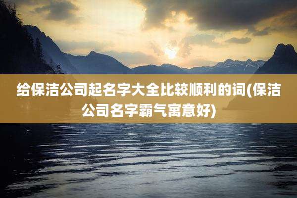 给保洁公司起名字大全比较顺利的词(保洁公司名字霸气寓意好)