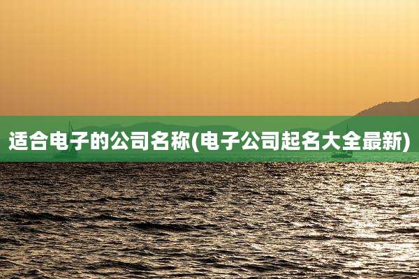 适合电子的公司名称(电子公司起名大全最新)