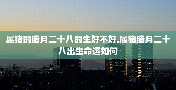 属猪的腊月二十八的生好不好,属猪腊月二十八出生命运如何
