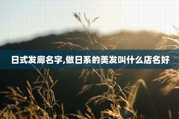 日式发廊名字,做日系的美发叫什么店名好