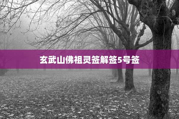 玄武山佛祖灵签解签5号签