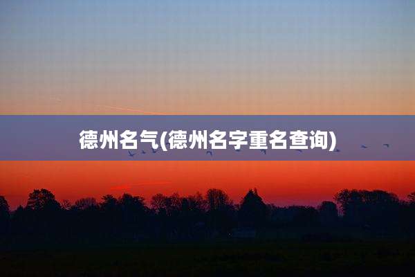 德州名气(德州名字重名查询)