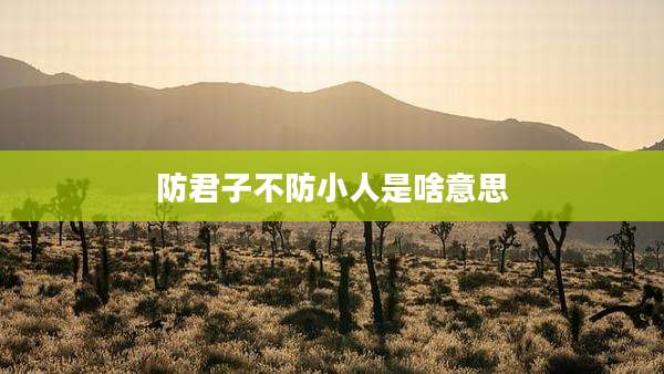 防君子不防小人是啥意思