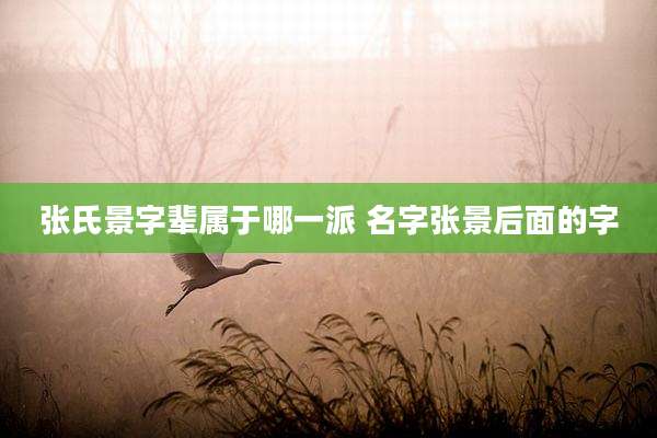 张氏景字辈属于哪一派 名字张景后面的字