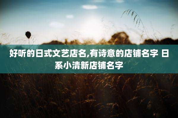 好听的日式文艺店名,有诗意的店铺名字 日系小清新店铺名字