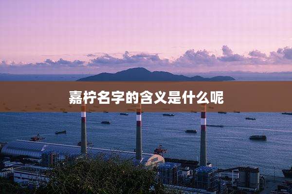 嘉柠名字的含义是什么呢
