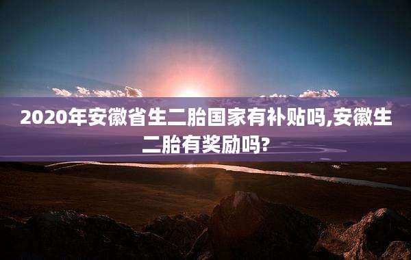 2020年安徽省生二胎国家有补贴吗,安徽生二胎有奖励吗?