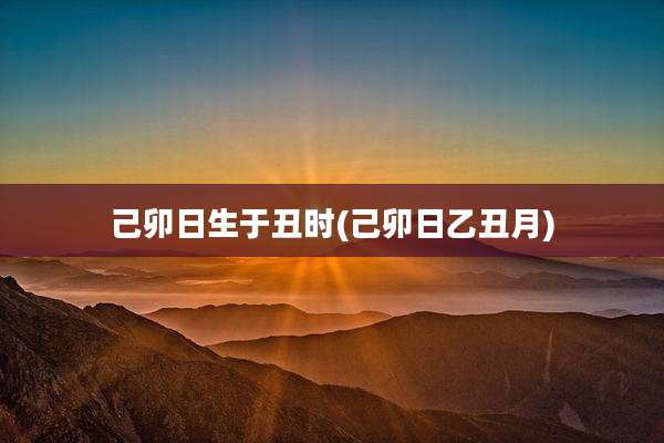 己卯日生于丑时(己卯日乙丑月)