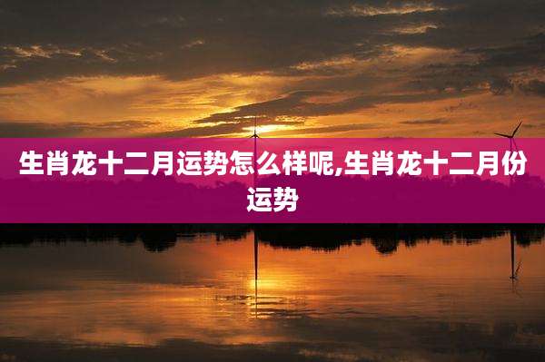 生肖龙十二月运势怎么样呢,生肖龙十二月份运势