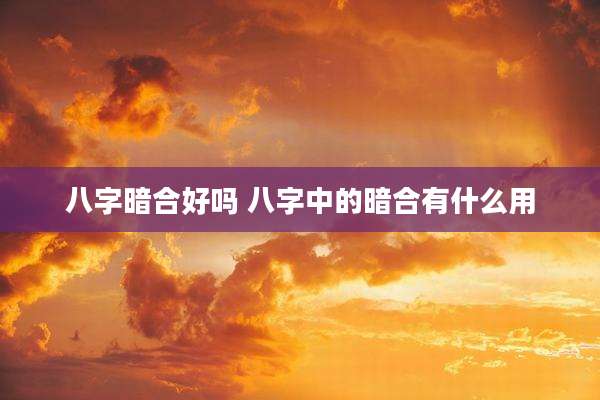 八字暗合好吗 八字中的暗合有什么用