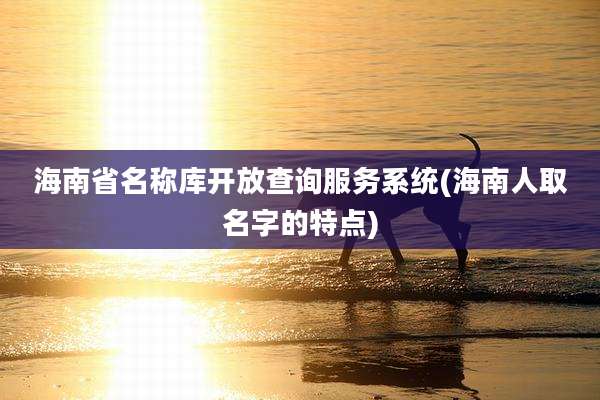 海南省名称库开放查询服务系统(海南人取名字的特点)