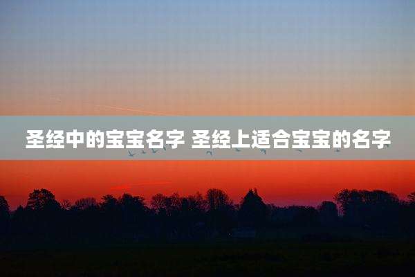 圣经中的宝宝名字 圣经上适合宝宝的名字