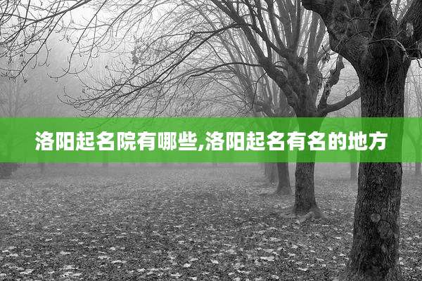 洛阳起名院有哪些,洛阳起名有名的地方