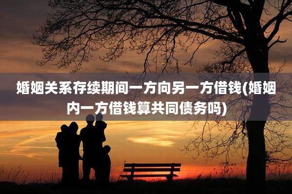 婚姻关系存续期间一方向另一方借钱(婚姻内一方借钱算共同债务吗)