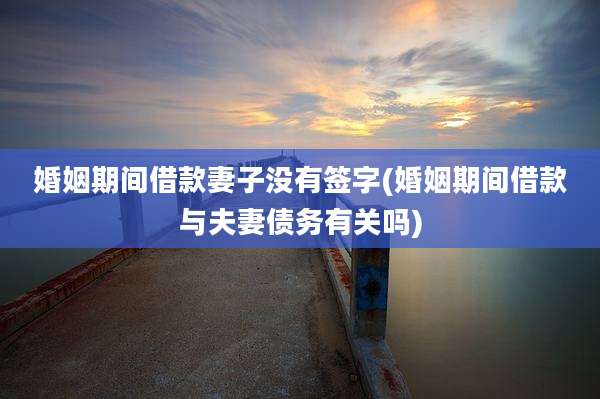 婚姻期间借款妻子没有签字(婚姻期间借款与夫妻债务有关吗)