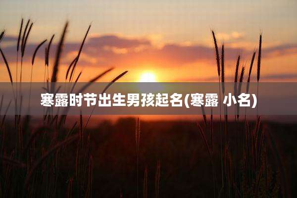 寒露时节出生男孩起名(寒露 小名)