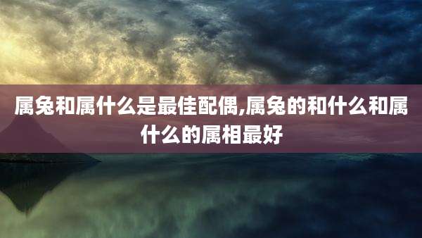 属兔和属什么是最佳配偶,属兔的和什么和属什么的属相最好