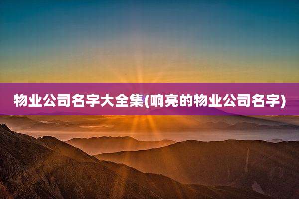 物业公司名字大全集(响亮的物业公司名字)