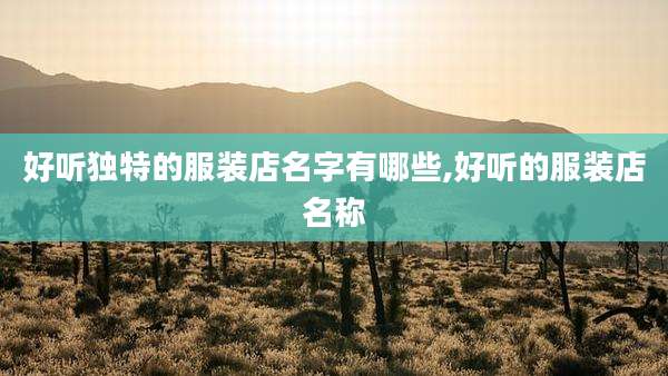 好听独特的服装店名字有哪些,好听的服装店名称