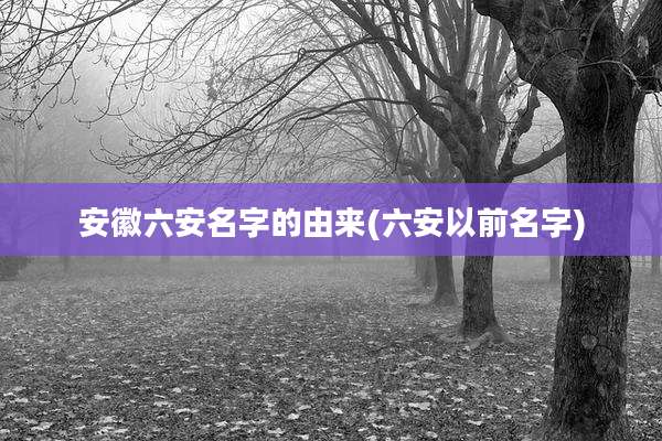 安徽六安名字的由来(六安以前名字)