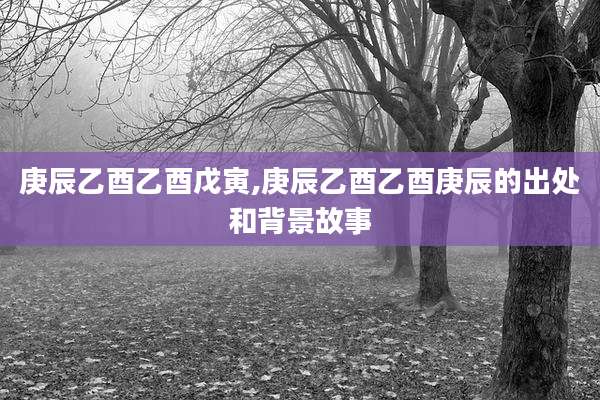 庚辰乙酉乙酉戊寅,庚辰乙酉乙酉庚辰的出处和背景故事